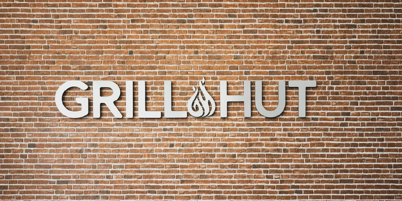 Grill Hut brick wall environmental graphic