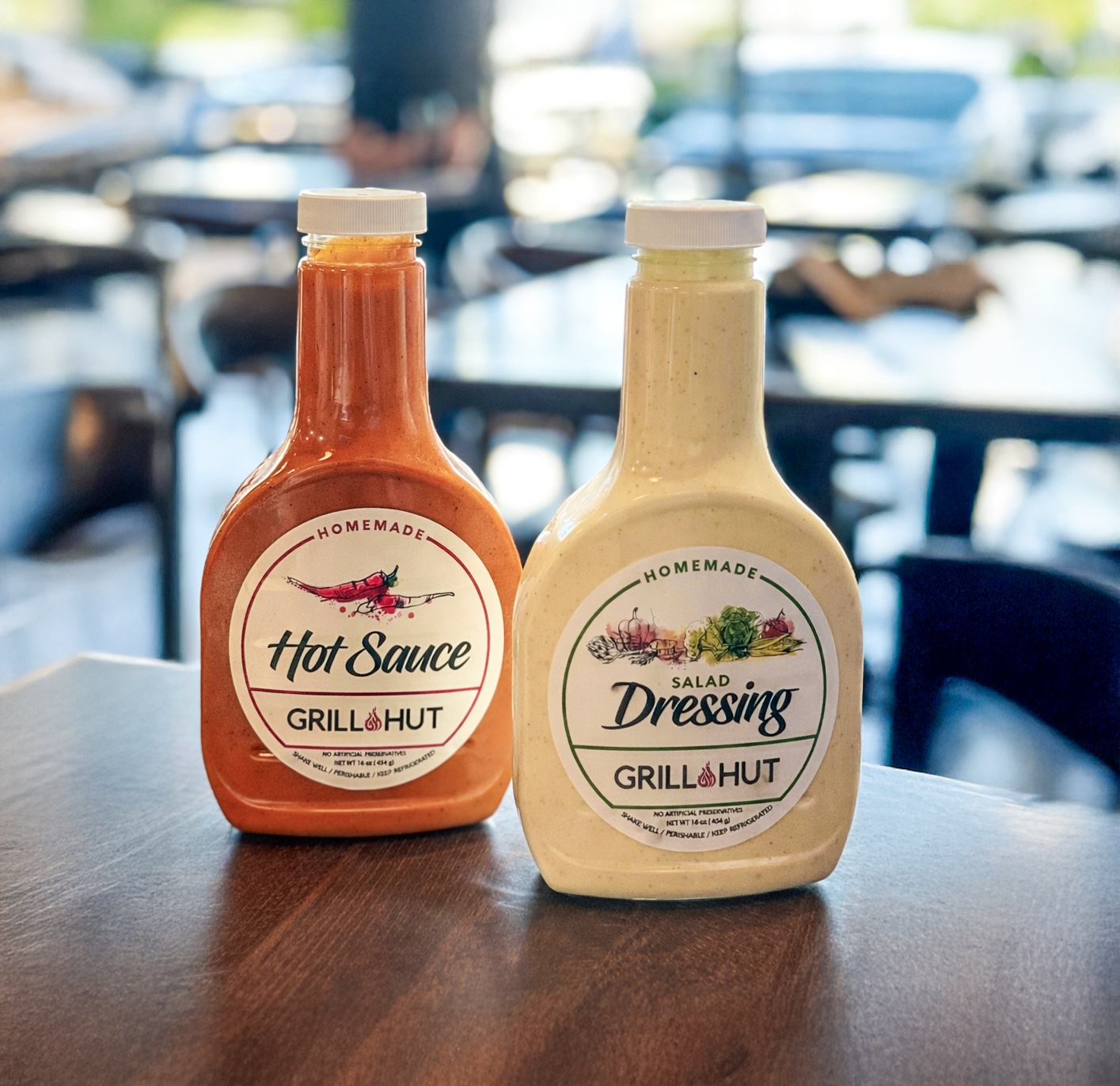 Grill Hut house dressing bottles