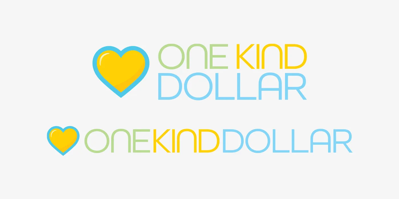 One Kind Dollar heart logo variations