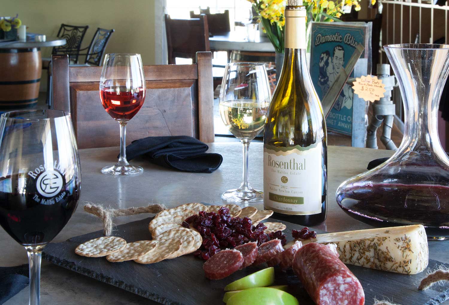 Rosenthal wine and charcuterie tasting table